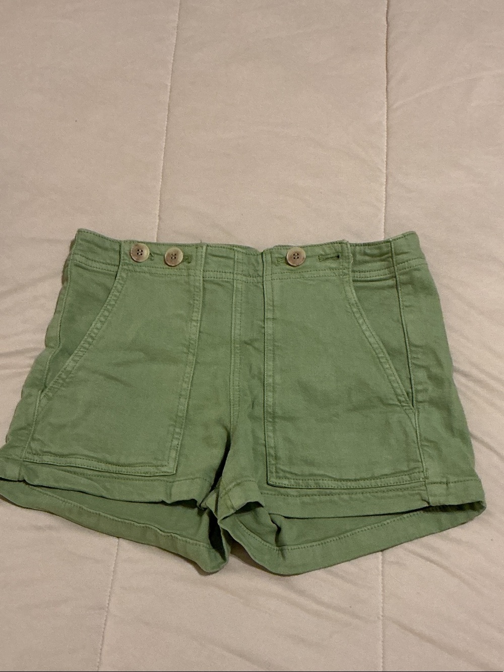 Pilcro High-Waist Green Utility Shorts
